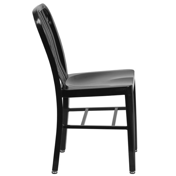 English Elm Gael Commercial-Grade Metal Chair for Indoor & Outdoor Use - Durable, Stylish, and Comfortable Seating Black CH-61200-18-BK-GG
