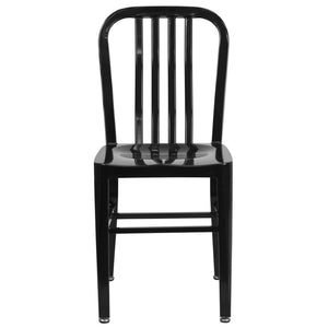 English Elm Gael Commercial-Grade Metal Chair for Indoor & Outdoor Use - Durable, Stylish, and Comfortable Seating Black CH-61200-18-BK-GG
