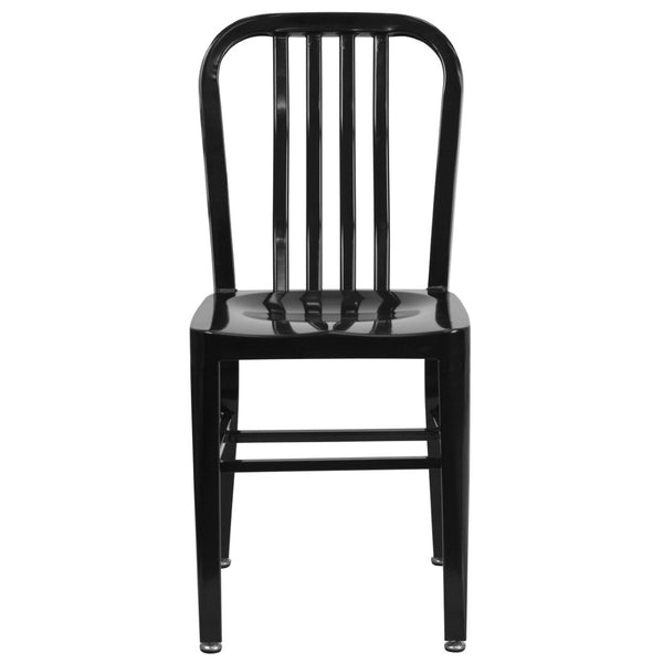 English Elm Gael Commercial-Grade Metal Chair for Indoor & Outdoor Use - Durable, Stylish, and Comfortable Seating Black CH-61200-18-BK-GG