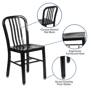 English Elm Gael Commercial-Grade Metal Chair for Indoor & Outdoor Use - Durable, Stylish, and Comfortable Seating Black CH-61200-18-BK-GG