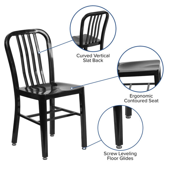 English Elm Gael Commercial-Grade Metal Chair for Indoor & Outdoor Use - Durable, Stylish, and Comfortable Seating Black CH-61200-18-BK-GG