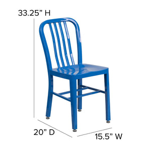 English Elm Gael Commercial-Grade Metal Chair for Indoor & Outdoor Use - Durable, Stylish, and Comfortable Seating Blue CH-61200-18-BL-GG