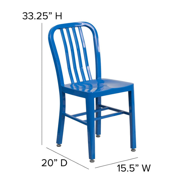 English Elm Gael Commercial-Grade Metal Chair for Indoor & Outdoor Use - Durable, Stylish, and Comfortable Seating Blue CH-61200-18-BL-GG