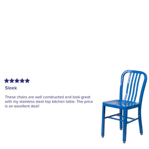 English Elm Gael Commercial-Grade Metal Chair for Indoor & Outdoor Use - Durable, Stylish, and Comfortable Seating Blue CH-61200-18-BL-GG