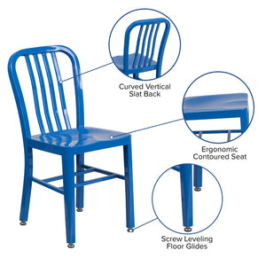 English Elm Gael Commercial-Grade Metal Chair for Indoor & Outdoor Use - Durable, Stylish, and Comfortable Seating Blue CH-61200-18-BL-GG