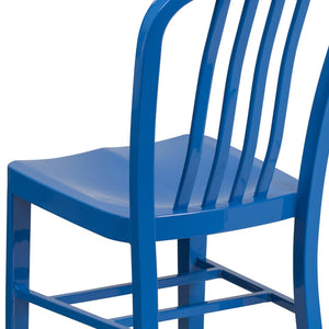 English Elm Gael Commercial-Grade Metal Chair for Indoor & Outdoor Use - Durable, Stylish, and Comfortable Seating Blue CH-61200-18-BL-GG