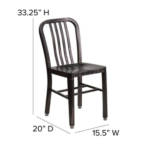 English Elm Gael Commercial-Grade Metal Chair for Indoor & Outdoor Use - Durable, Stylish, and Comfortable Seating Black-Antique Gold CH-61200-18-BQ-GG