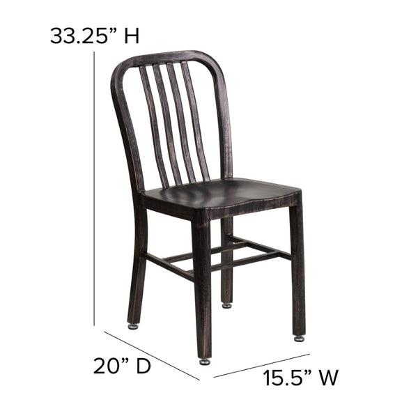English Elm Gael Commercial-Grade Metal Chair for Indoor & Outdoor Use - Durable, Stylish, and Comfortable Seating Black-Antique Gold CH-61200-18-BQ-GG