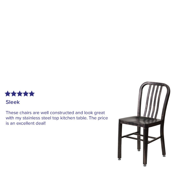 English Elm Gael Commercial-Grade Metal Chair for Indoor & Outdoor Use - Durable, Stylish, and Comfortable Seating Black-Antique Gold CH-61200-18-BQ-GG