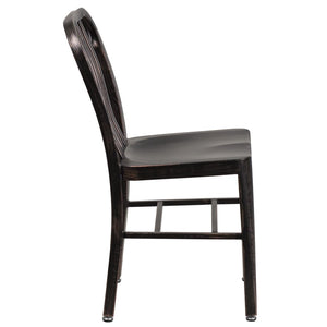 English Elm Gael Commercial-Grade Metal Chair for Indoor & Outdoor Use - Durable, Stylish, and Comfortable Seating Black-Antique Gold CH-61200-18-BQ-GG