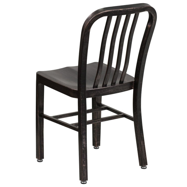 English Elm Gael Commercial-Grade Metal Chair for Indoor & Outdoor Use - Durable, Stylish, and Comfortable Seating Black-Antique Gold CH-61200-18-BQ-GG