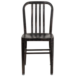 English Elm Gael Commercial-Grade Metal Chair for Indoor & Outdoor Use - Durable, Stylish, and Comfortable Seating Black-Antique Gold CH-61200-18-BQ-GG