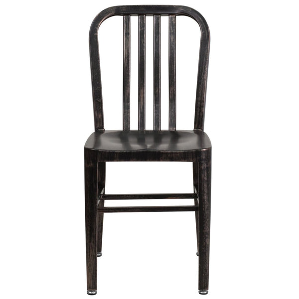 English Elm Gael Commercial-Grade Metal Chair for Indoor & Outdoor Use - Durable, Stylish, and Comfortable Seating Black-Antique Gold CH-61200-18-BQ-GG