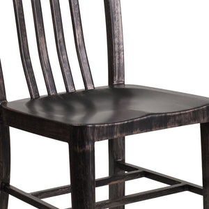 English Elm Gael Commercial-Grade Metal Chair for Indoor & Outdoor Use - Durable, Stylish, and Comfortable Seating Black-Antique Gold CH-61200-18-BQ-GG