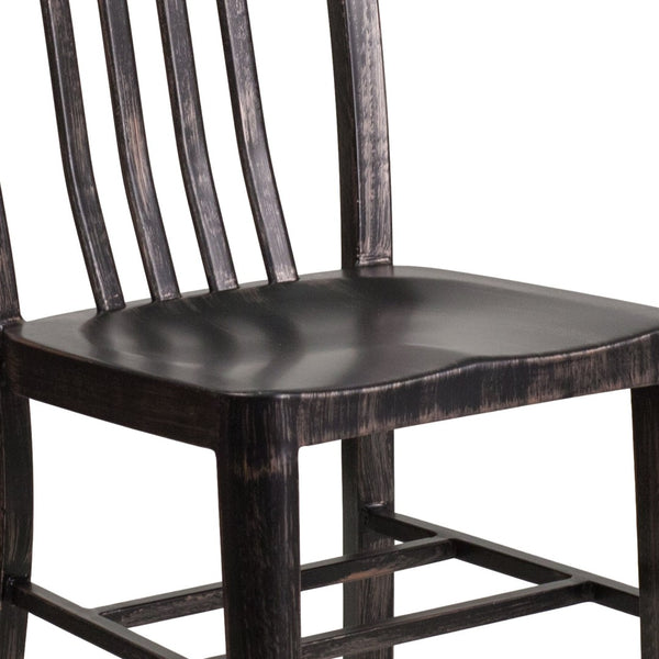 English Elm Gael Commercial-Grade Metal Chair for Indoor & Outdoor Use - Durable, Stylish, and Comfortable Seating Black-Antique Gold CH-61200-18-BQ-GG