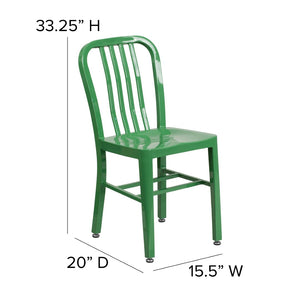 English Elm Gael Commercial-Grade Metal Chair for Indoor & Outdoor Use - Durable, Stylish, and Comfortable Seating Green CH-61200-18-GN-GG