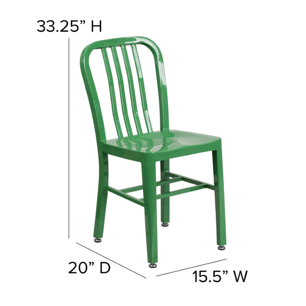 English Elm Gael Commercial-Grade Metal Chair for Indoor & Outdoor Use - Durable, Stylish, and Comfortable Seating Green CH-61200-18-GN-GG