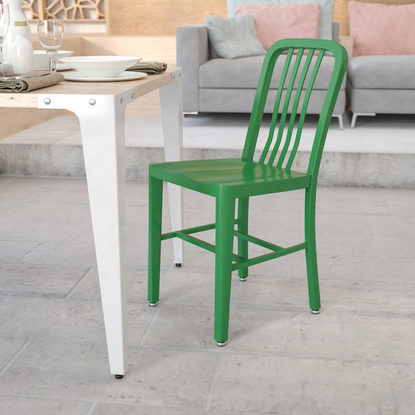 English Elm Gael Commercial-Grade Metal Chair for Indoor & Outdoor Use - Durable, Stylish, and Comfortable Seating Green CH-61200-18-GN-GG