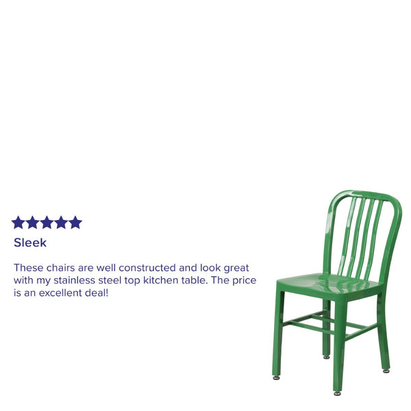 English Elm Gael Commercial-Grade Metal Chair for Indoor & Outdoor Use - Durable, Stylish, and Comfortable Seating Green CH-61200-18-GN-GG