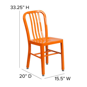 English Elm Gael Commercial-Grade Metal Chair for Indoor & Outdoor Use - Durable, Stylish, and Comfortable Seating Orange CH-61200-18-OR-GG