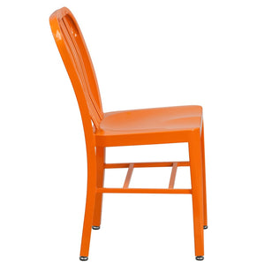English Elm Gael Commercial-Grade Metal Chair for Indoor & Outdoor Use - Durable, Stylish, and Comfortable Seating Orange CH-61200-18-OR-GG