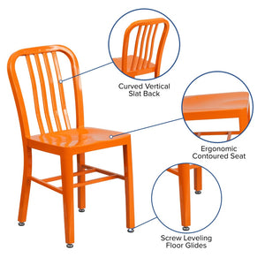English Elm Gael Commercial-Grade Metal Chair for Indoor & Outdoor Use - Durable, Stylish, and Comfortable Seating Orange CH-61200-18-OR-GG