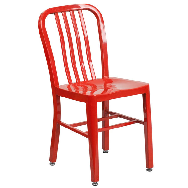 English Elm Gael Commercial-Grade Metal Chair for Indoor & Outdoor Use - Durable, Stylish, and Comfortable Seating Red CH-61200-18-RED-GG