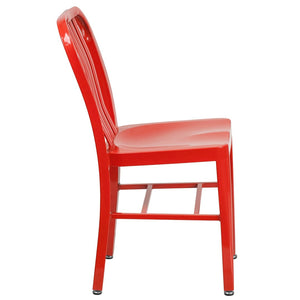 English Elm Gael Commercial-Grade Metal Chair for Indoor & Outdoor Use - Durable, Stylish, and Comfortable Seating Red CH-61200-18-RED-GG