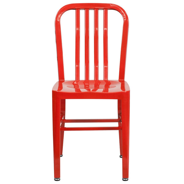 English Elm Gael Commercial-Grade Metal Chair for Indoor & Outdoor Use - Durable, Stylish, and Comfortable Seating Red CH-61200-18-RED-GG