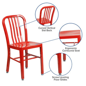 English Elm Gael Commercial-Grade Metal Chair for Indoor & Outdoor Use - Durable, Stylish, and Comfortable Seating Red CH-61200-18-RED-GG