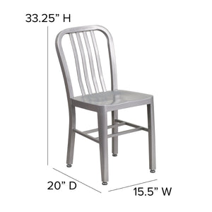 English Elm Gael Commercial-Grade Metal Chair for Indoor & Outdoor Use - Durable, Stylish, and Comfortable Seating Silver CH-61200-18-SIL-GG