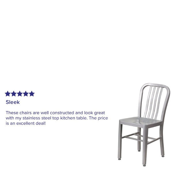 English Elm Gael Commercial-Grade Metal Chair for Indoor & Outdoor Use - Durable, Stylish, and Comfortable Seating Silver CH-61200-18-SIL-GG