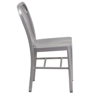 English Elm Gael Commercial-Grade Metal Chair for Indoor & Outdoor Use - Durable, Stylish, and Comfortable Seating Silver CH-61200-18-SIL-GG