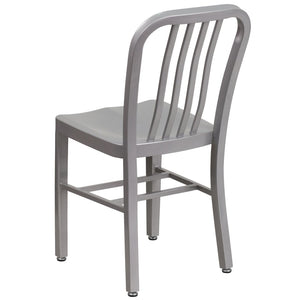 English Elm Gael Commercial-Grade Metal Chair for Indoor & Outdoor Use - Durable, Stylish, and Comfortable Seating Silver CH-61200-18-SIL-GG