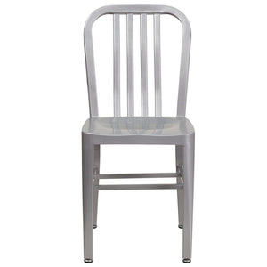 English Elm Gael Commercial-Grade Metal Chair for Indoor & Outdoor Use - Durable, Stylish, and Comfortable Seating Silver CH-61200-18-SIL-GG