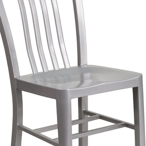 English Elm Gael Commercial-Grade Metal Chair for Indoor & Outdoor Use - Durable, Stylish, and Comfortable Seating Silver CH-61200-18-SIL-GG