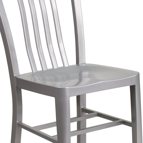 English Elm Gael Commercial-Grade Metal Chair for Indoor & Outdoor Use - Durable, Stylish, and Comfortable Seating Silver CH-61200-18-SIL-GG