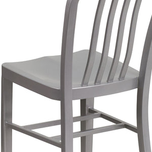 English Elm Gael Commercial-Grade Metal Chair for Indoor & Outdoor Use - Durable, Stylish, and Comfortable Seating Silver CH-61200-18-SIL-GG