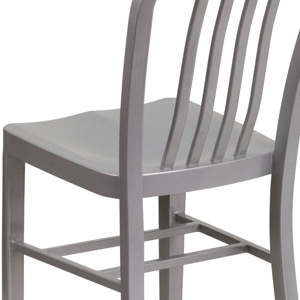 English Elm Gael Commercial-Grade Metal Chair for Indoor & Outdoor Use - Durable, Stylish, and Comfortable Seating Silver CH-61200-18-SIL-GG