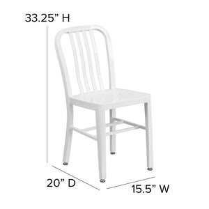 English Elm Gael Commercial-Grade Metal Chair for Indoor & Outdoor Use - Durable, Stylish, and Comfortable Seating White CH-61200-18-WH-GG