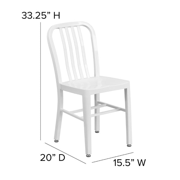 English Elm Gael Commercial-Grade Metal Chair for Indoor & Outdoor Use - Durable, Stylish, and Comfortable Seating White CH-61200-18-WH-GG