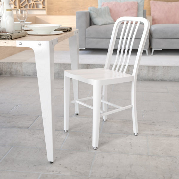 English Elm Gael Commercial-Grade Metal Chair for Indoor & Outdoor Use - Durable, Stylish, and Comfortable Seating White CH-61200-18-WH-GG