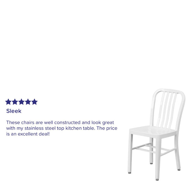 English Elm Gael Commercial-Grade Metal Chair for Indoor & Outdoor Use - Durable, Stylish, and Comfortable Seating White CH-61200-18-WH-GG