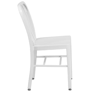 English Elm Gael Commercial-Grade Metal Chair for Indoor & Outdoor Use - Durable, Stylish, and Comfortable Seating White CH-61200-18-WH-GG