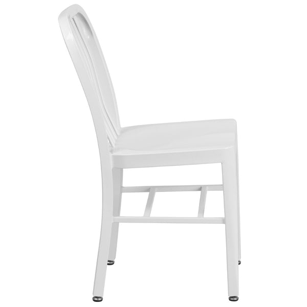 English Elm Gael Commercial-Grade Metal Chair for Indoor & Outdoor Use - Durable, Stylish, and Comfortable Seating White CH-61200-18-WH-GG