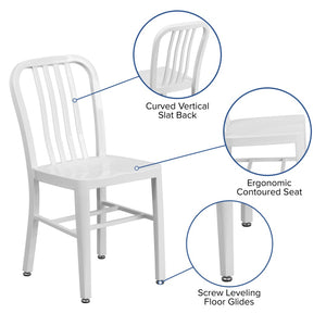 English Elm Gael Commercial-Grade Metal Chair for Indoor & Outdoor Use - Durable, Stylish, and Comfortable Seating White CH-61200-18-WH-GG