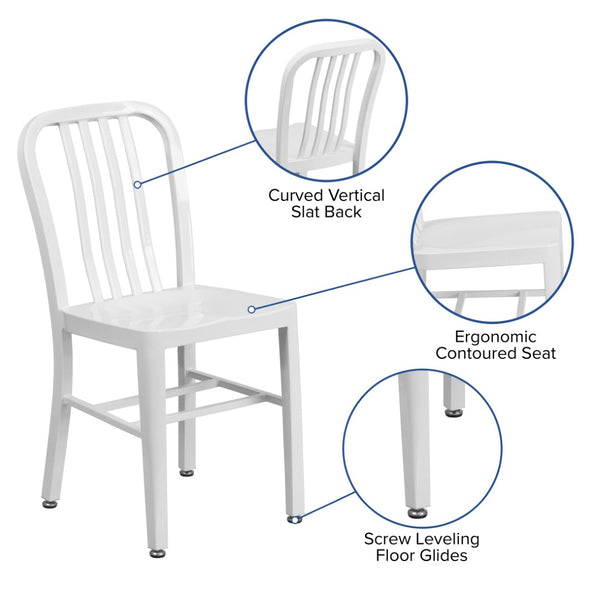 English Elm Gael Commercial-Grade Metal Chair for Indoor & Outdoor Use - Durable, Stylish, and Comfortable Seating White CH-61200-18-WH-GG