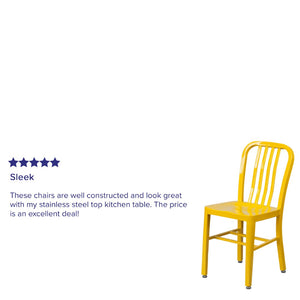 English Elm Gael Commercial-Grade Metal Chair for Indoor & Outdoor Use - Durable, Stylish, and Comfortable Seating Yellow CH-61200-18-YL-GG