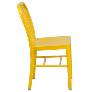 English Elm Gael Commercial-Grade Metal Chair for Indoor & Outdoor Use - Durable, Stylish, and Comfortable Seating Yellow CH-61200-18-YL-GG