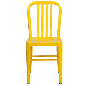 English Elm Gael Commercial-Grade Metal Chair for Indoor & Outdoor Use - Durable, Stylish, and Comfortable Seating Yellow CH-61200-18-YL-GG